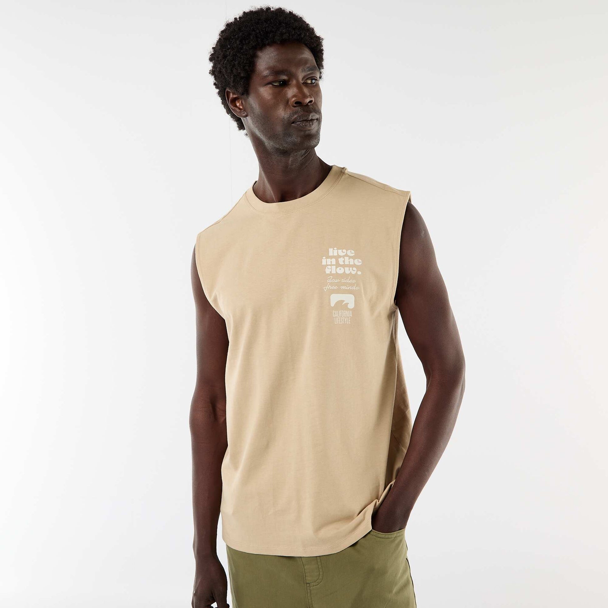 Débardeur imprimé devant BEIGE