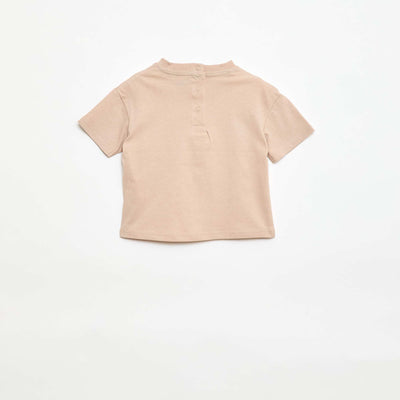 T-shirt en jersey manches courtes avec poche poitrine imprimé BEIGE