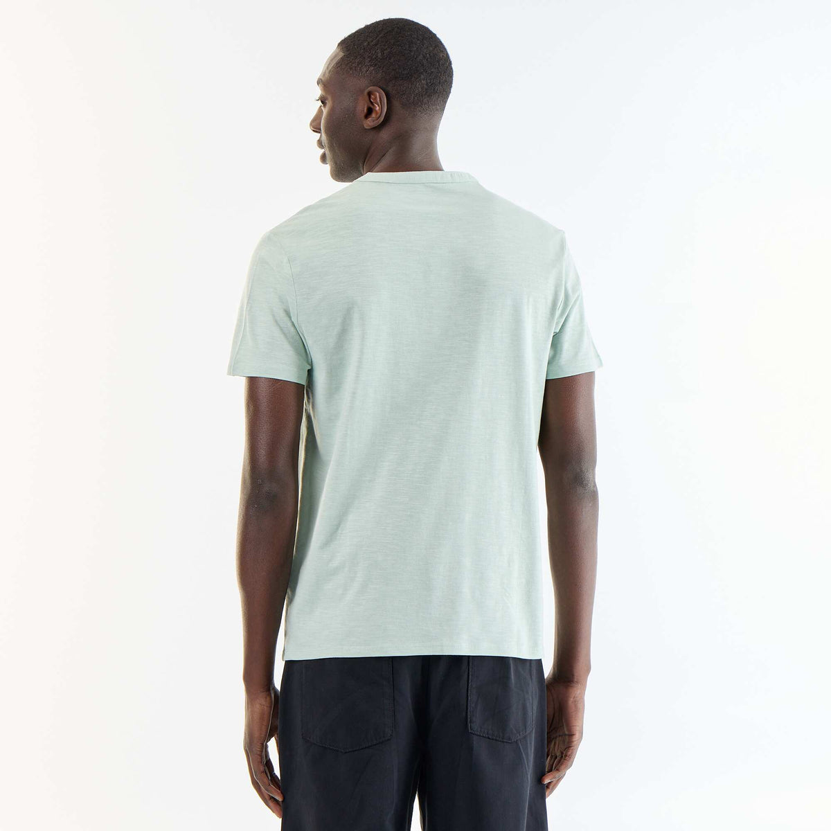 T-shirt à col tunisien homme uni BLEU