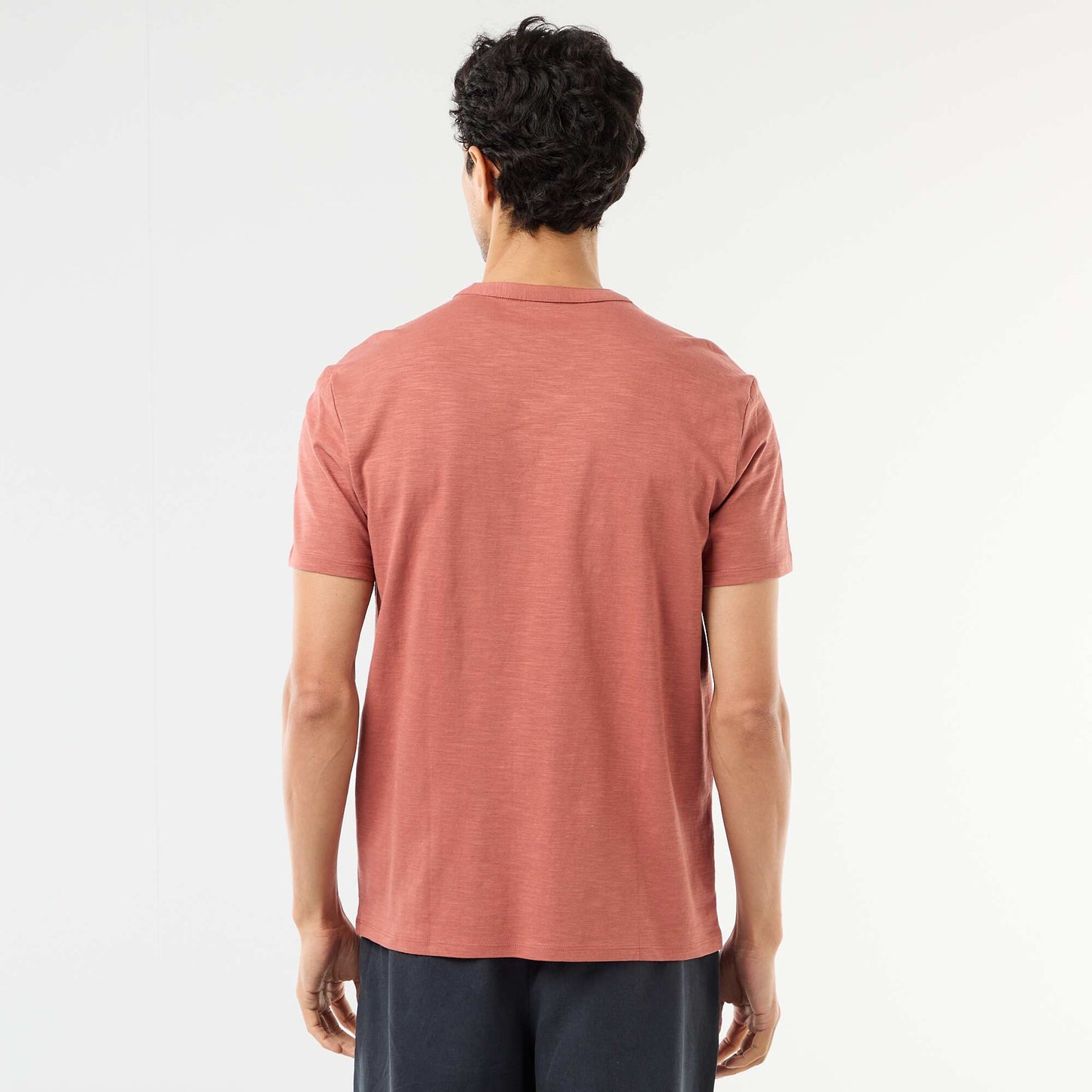 T-shirt manches courtes à col tunisien ROSE