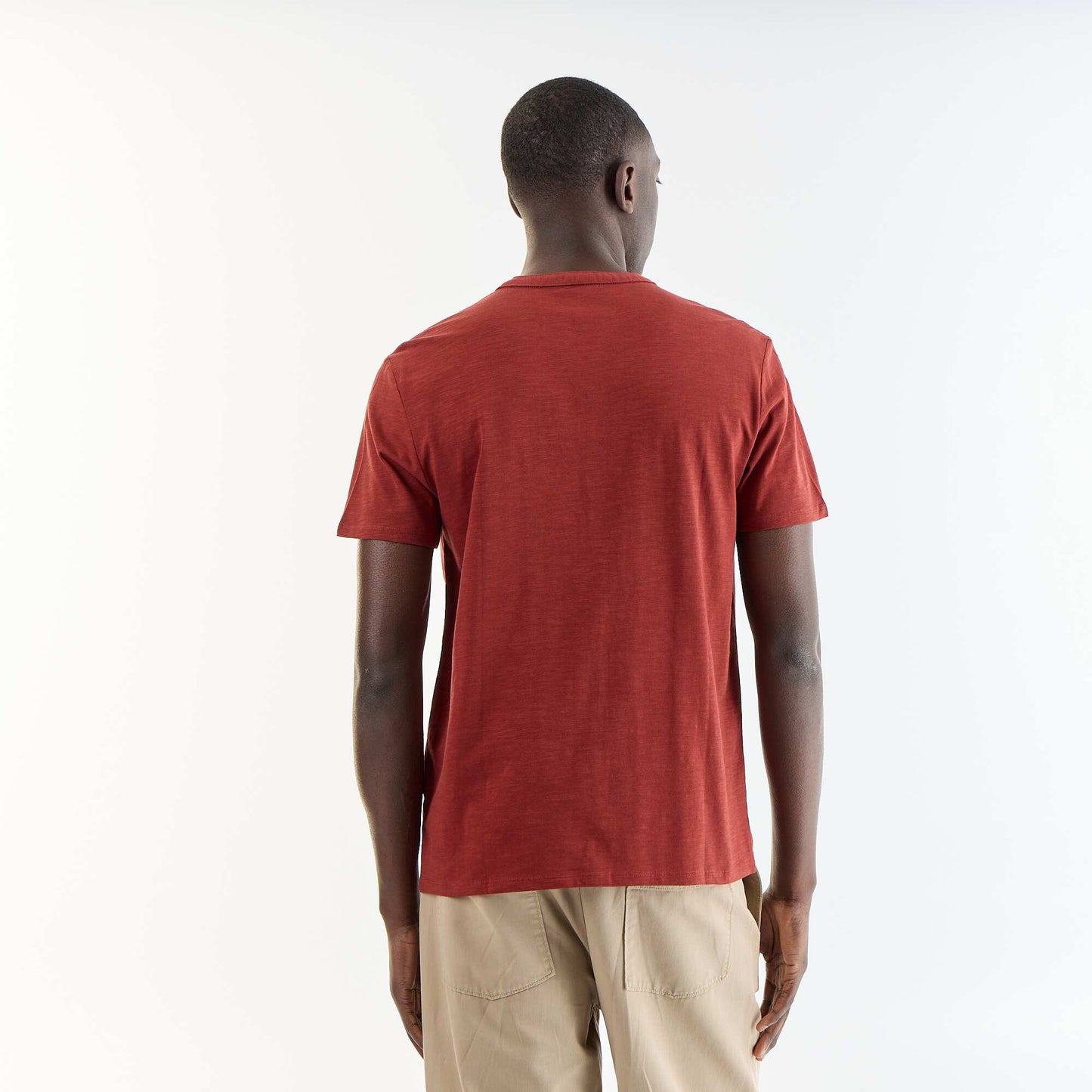 T-shirt homme en jersey texturé à col tunisien coupe regular ROUGE
