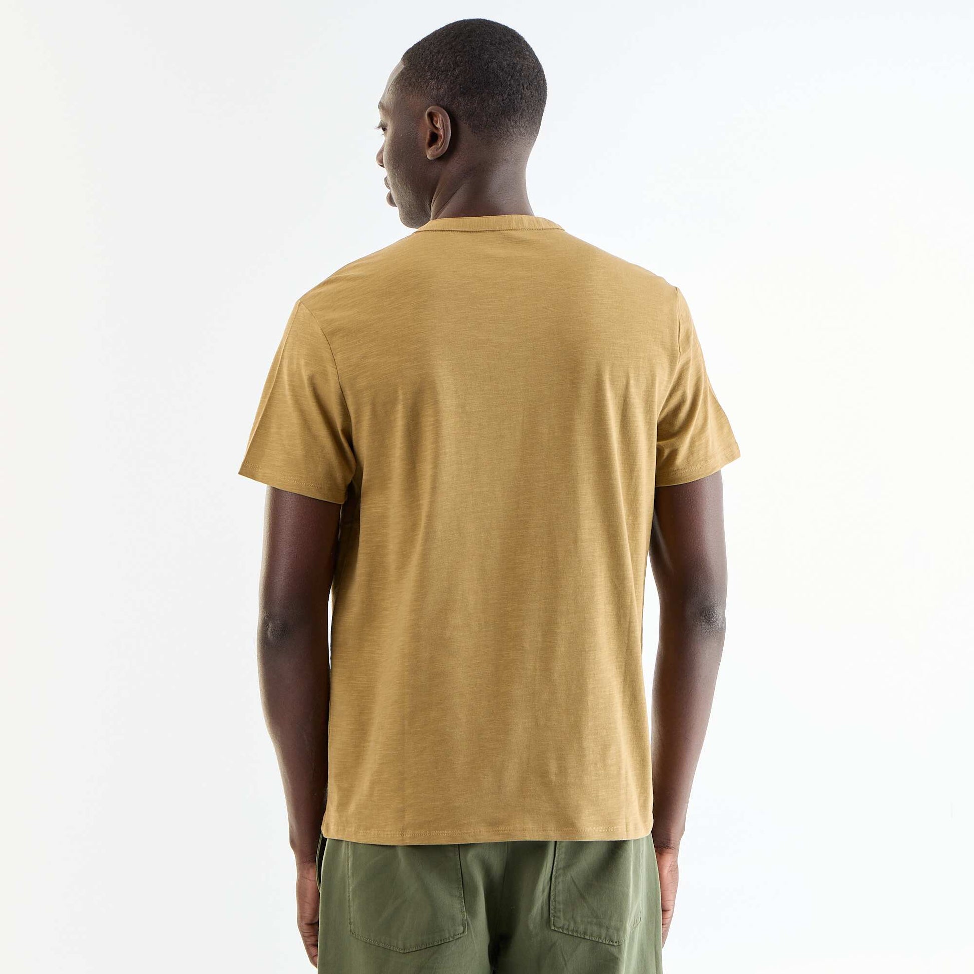 T-shirt homme en jersey slub à col tunisien VERT