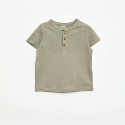 T-shirt à col tunisien boutonné VERT