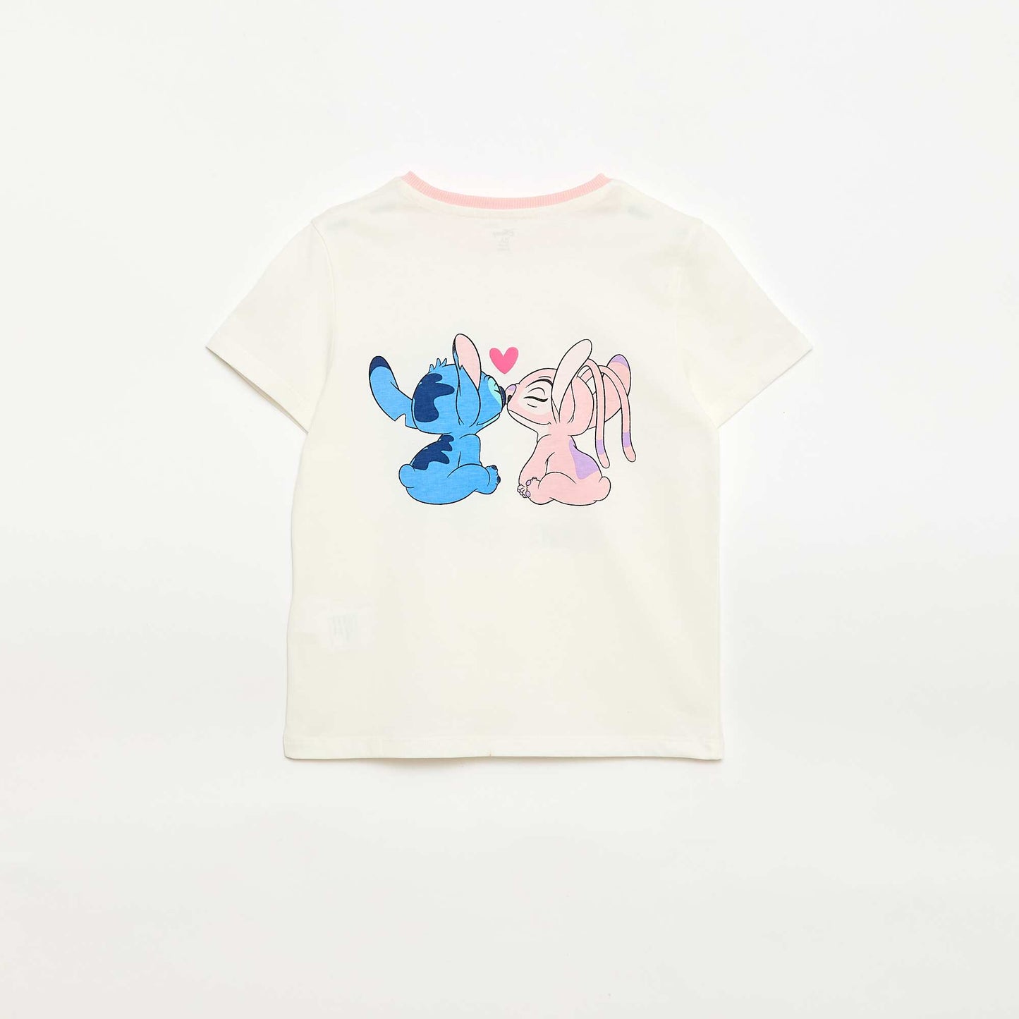 T-shirt 'Disney' 'Stitch & Angel' en coton uni BLANC