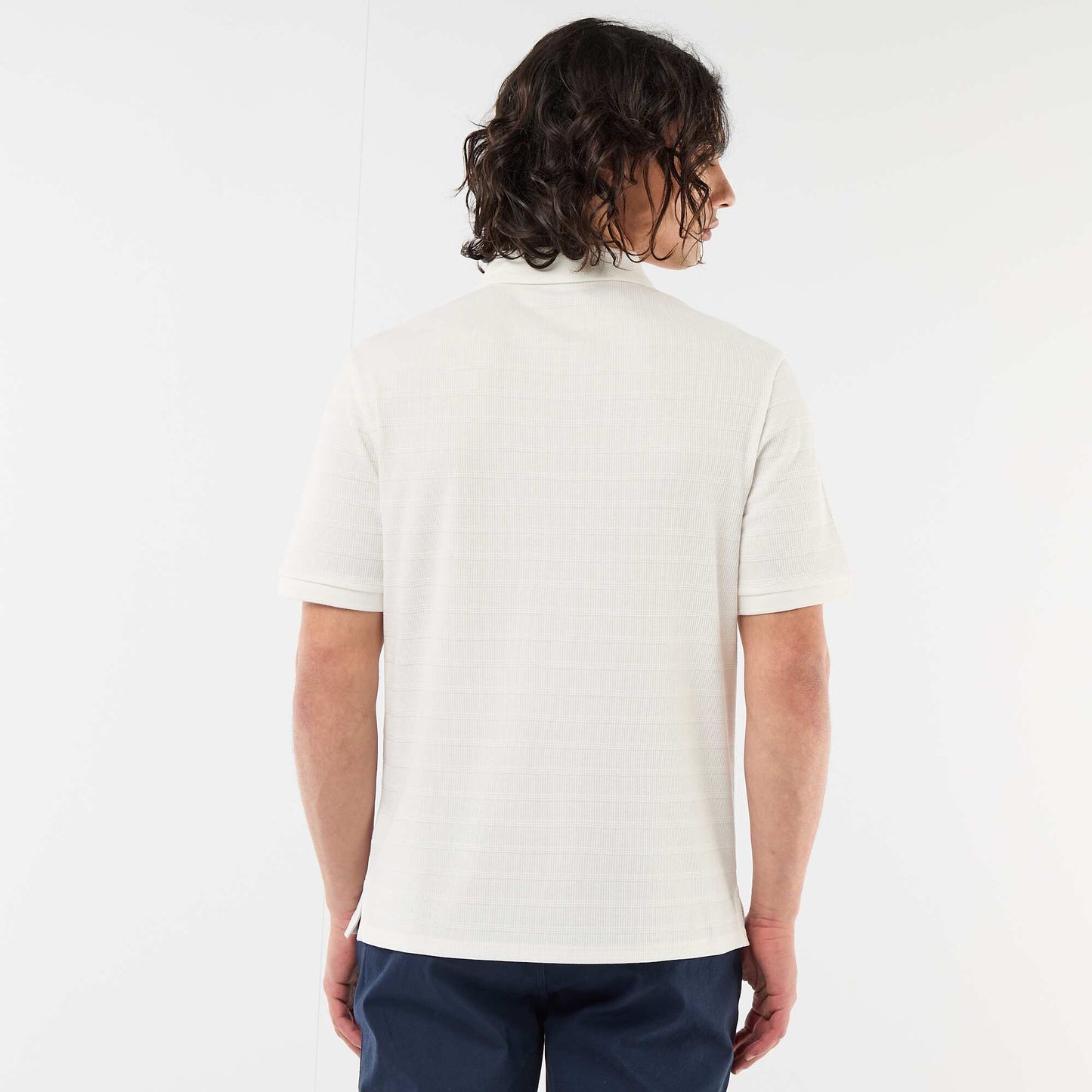 Polo en piqué de coton à manches courtes BEIGE