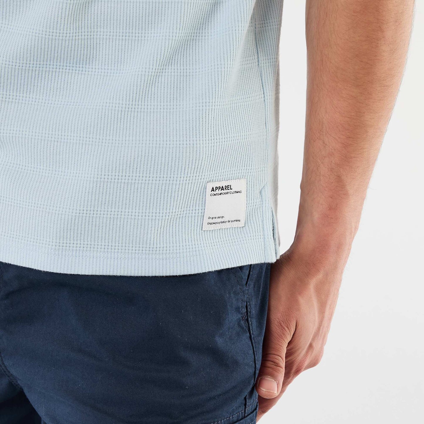Polo en piqué de coton à manches courtes BLEU