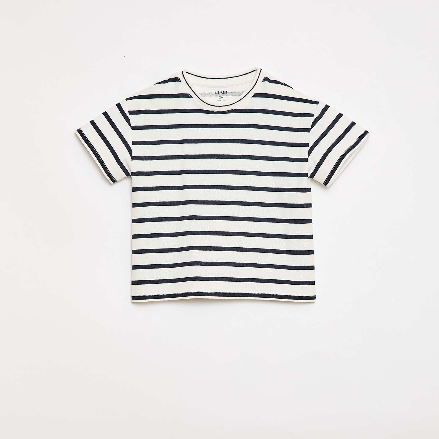 T-shirt rayé manches courtes en coton BLANC