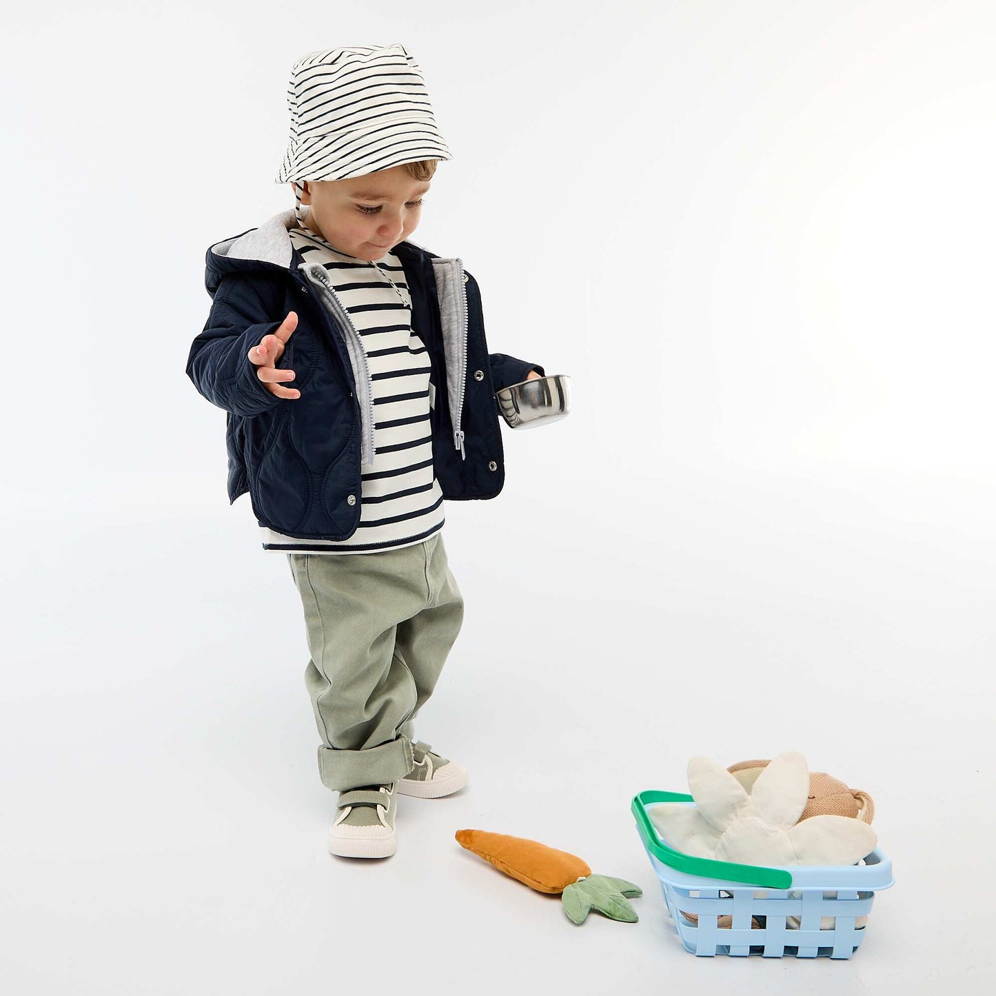 T-shirt rayé manches courtes en coton BLANC