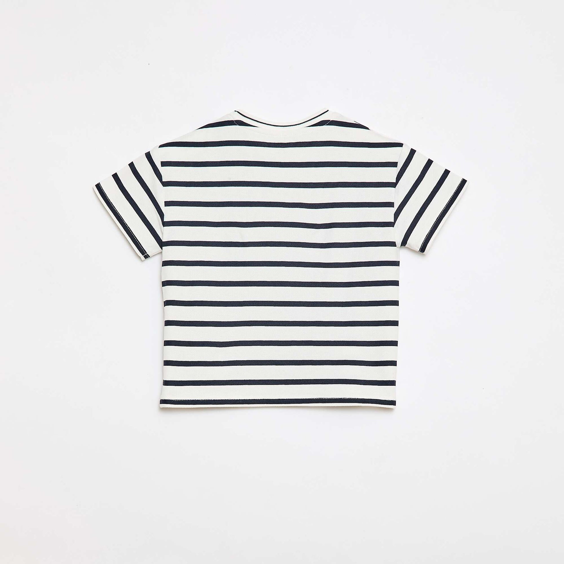 T-shirt rayé manches courtes en coton BLANC