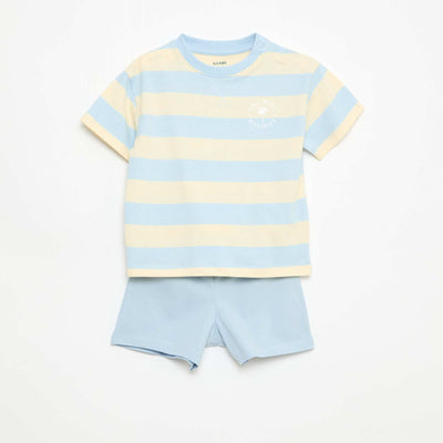 Ensemble pyjama court t-shirt + short - 2 pièces BLEU