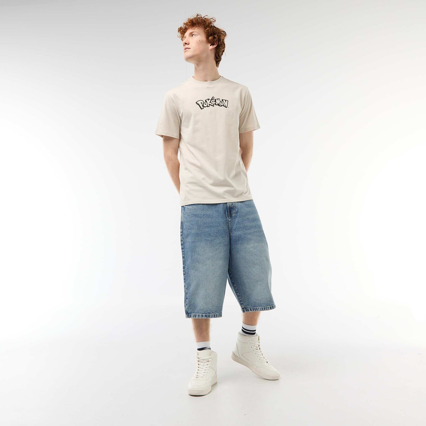 T-shirt manches courtes imprimé 'Pokemon' uni GRIS