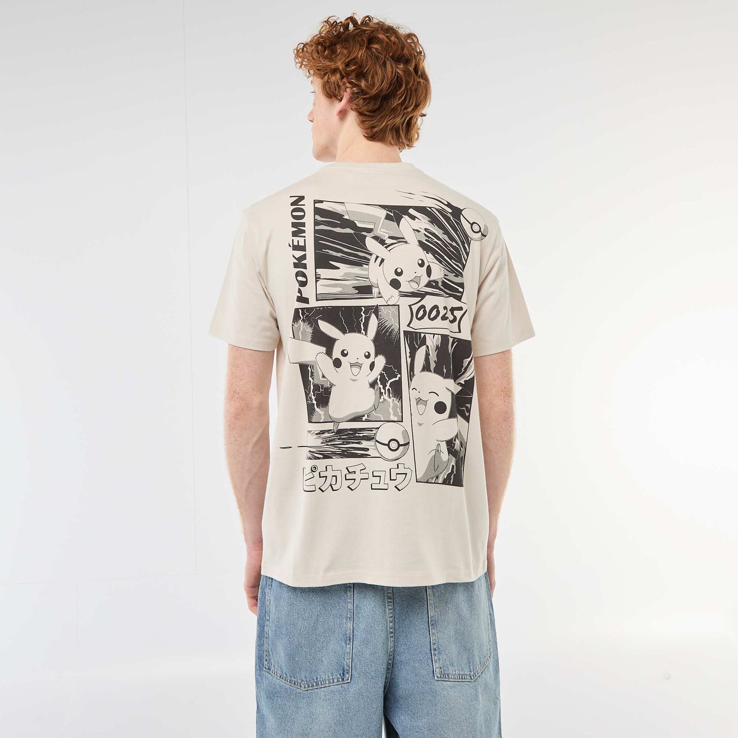 T-shirt manches courtes imprimé 'Pokemon' uni GRIS