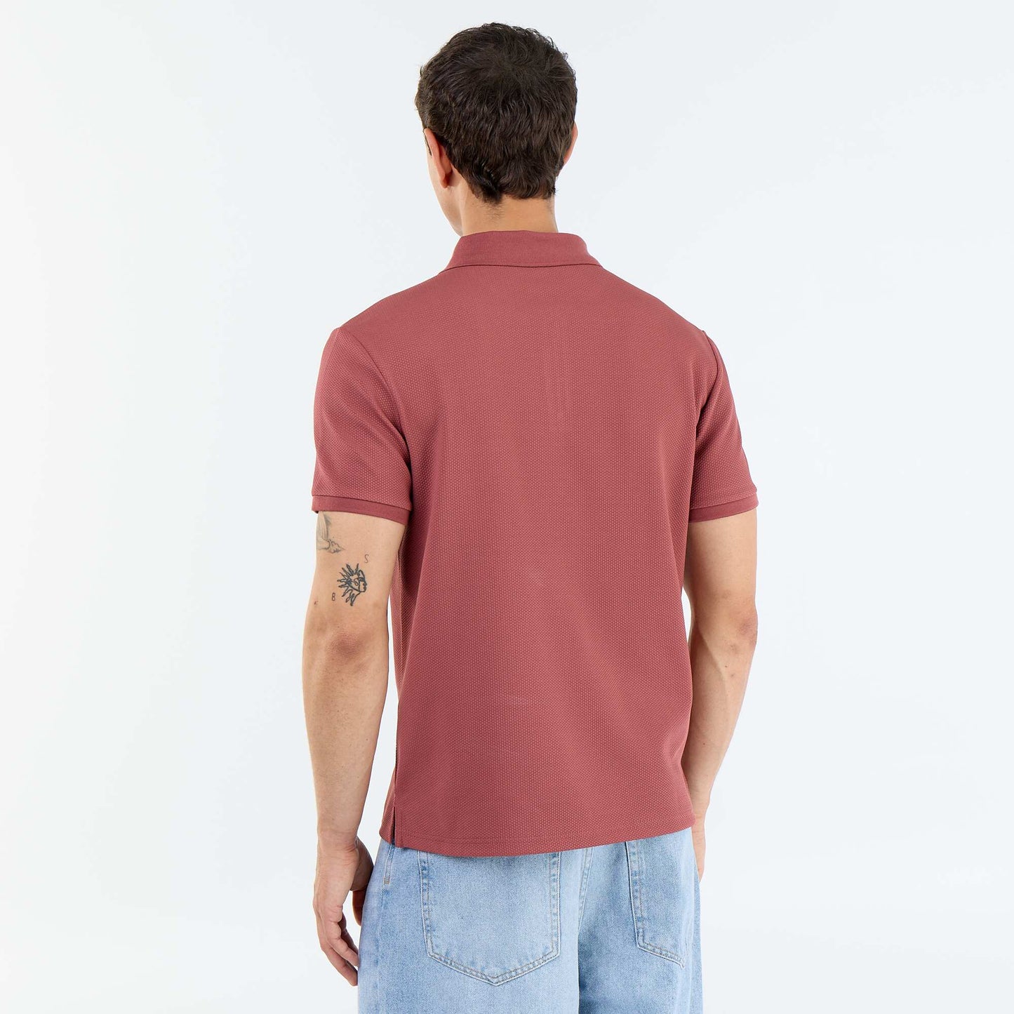 polo en nid d'abeilles avec col zippé ROUGE