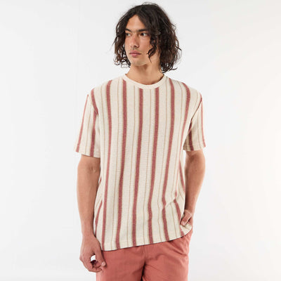 T-shirt en maille tricot à manches courtes BEIGE