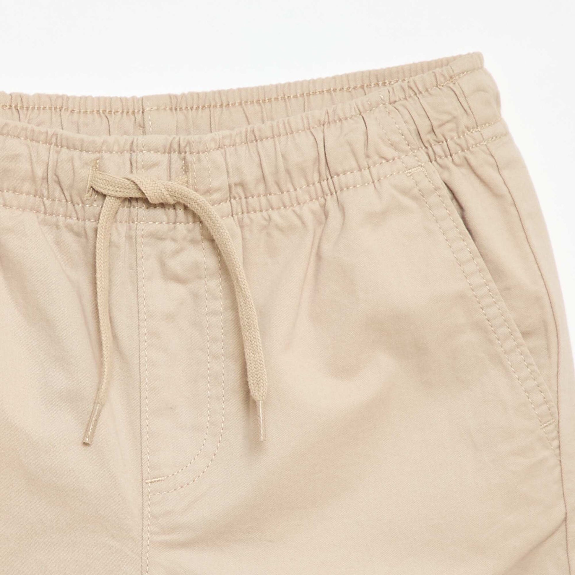 Bermuda chino uni avec liens de serrage BEIGE