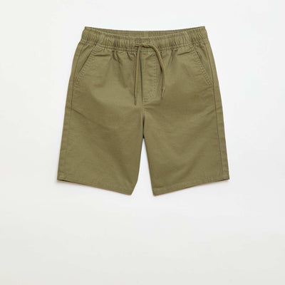 Bermuda chino uni avec liens de serrage VERT