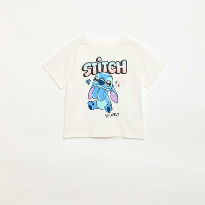 T-shirt uni 'Disney' 'Stitch' en coton BLANC
