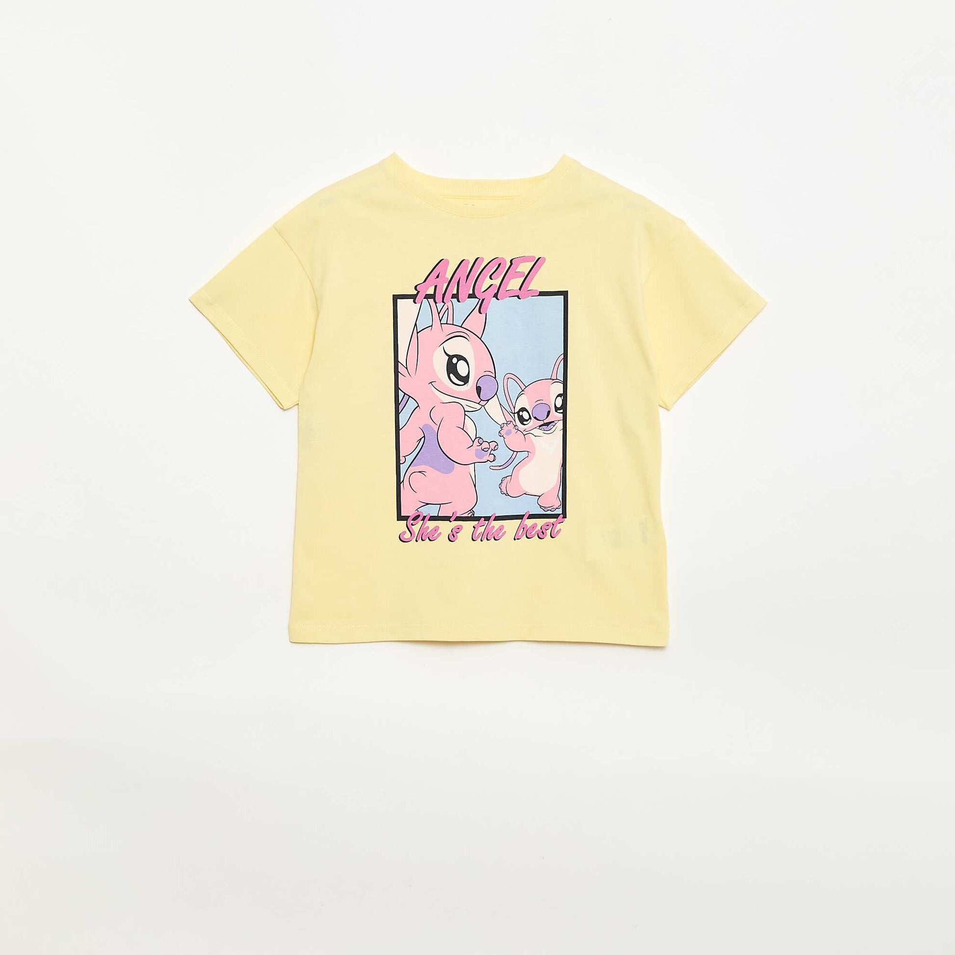 T-shirt uni 'Disney' 'Angel' en coton JAUNE