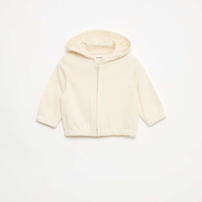 Sweat zippé en french terry BLANC