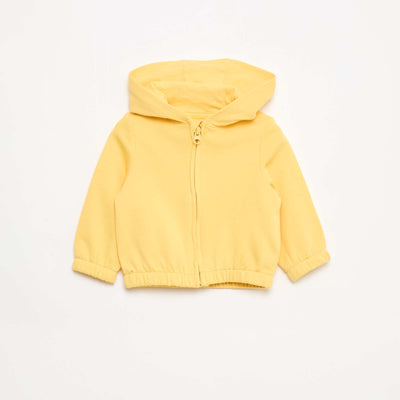 Sweat zippé en french terry JAUNE