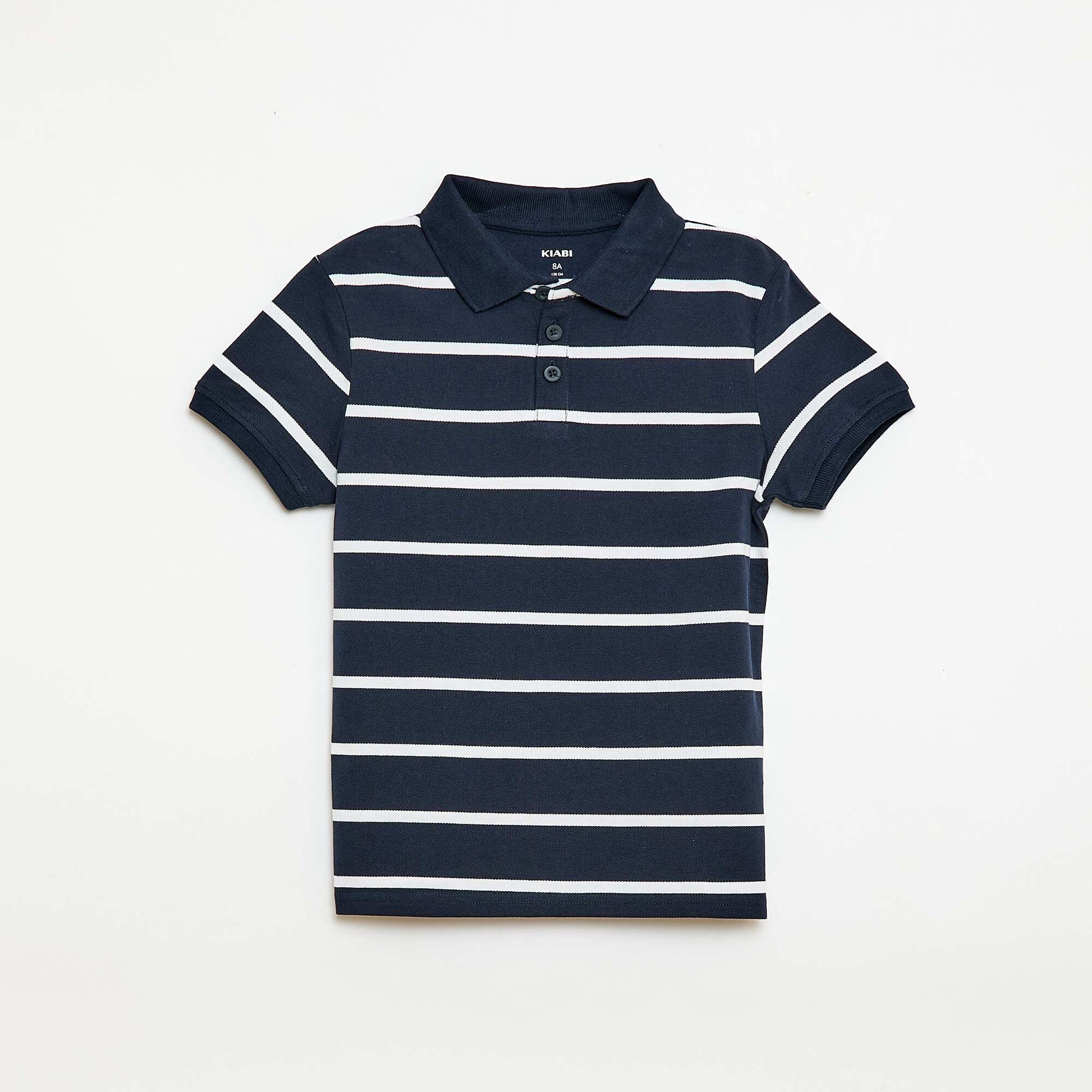 Polo à manches courtes en piqué de coton BLEU