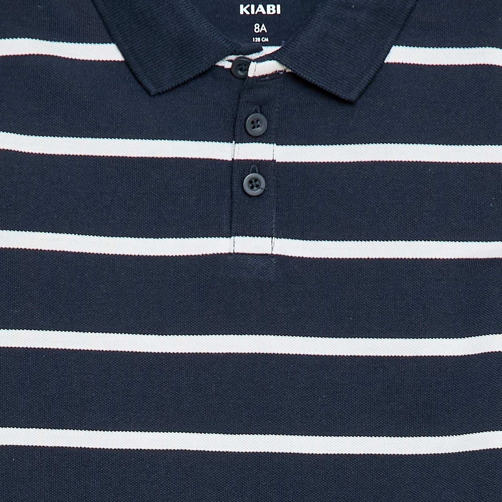 Polo à manches courtes en piqué de coton BLEU