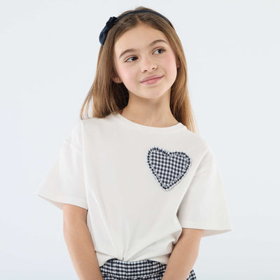 T-shirt avec patch vichy BLANC
