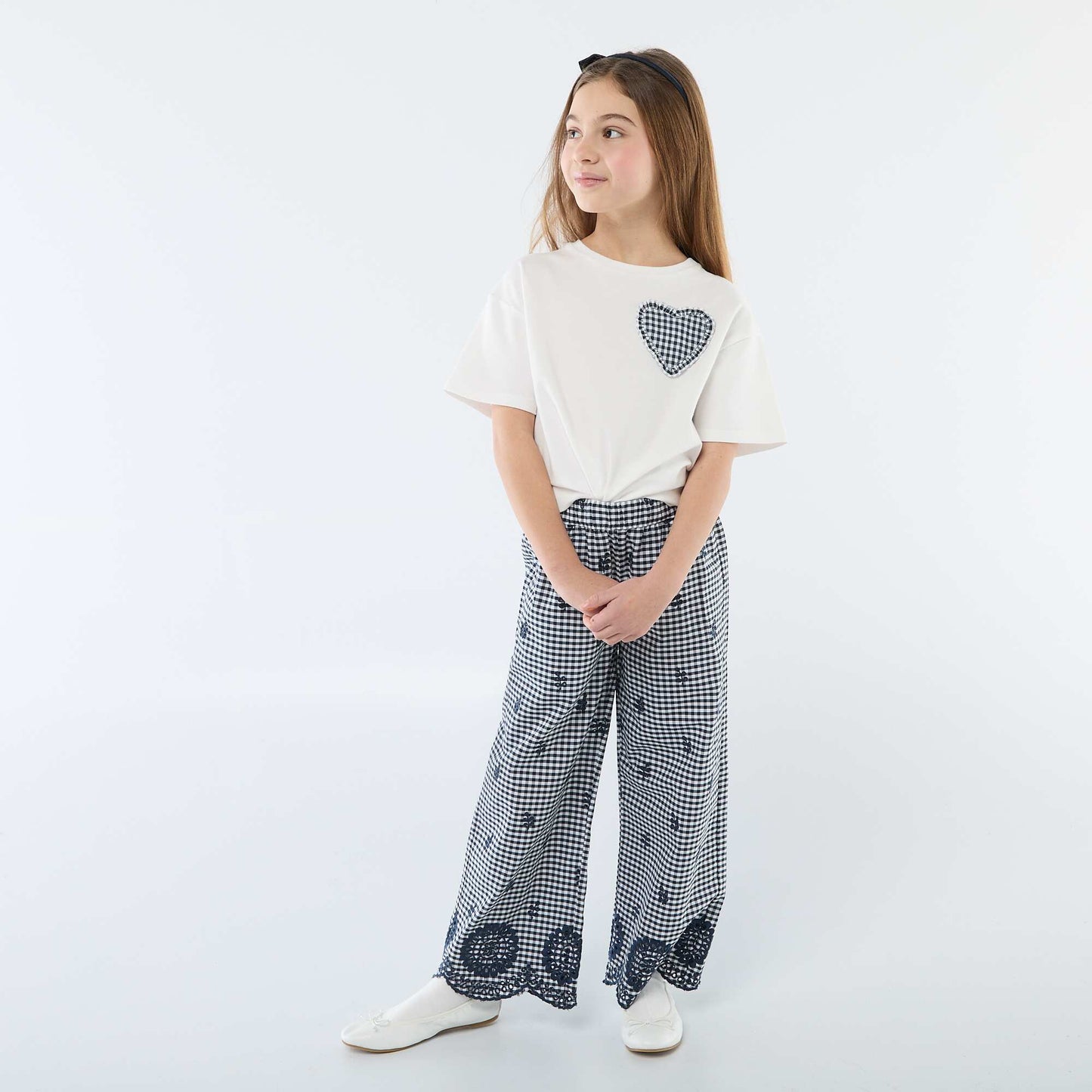 T-shirt avec patch vichy BLANC