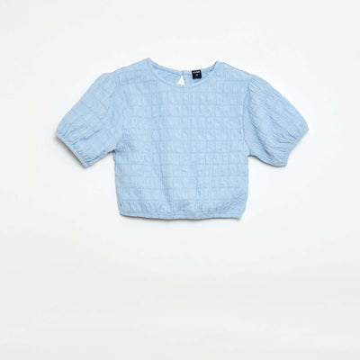T-shirt large en maille fantaisie BLEU