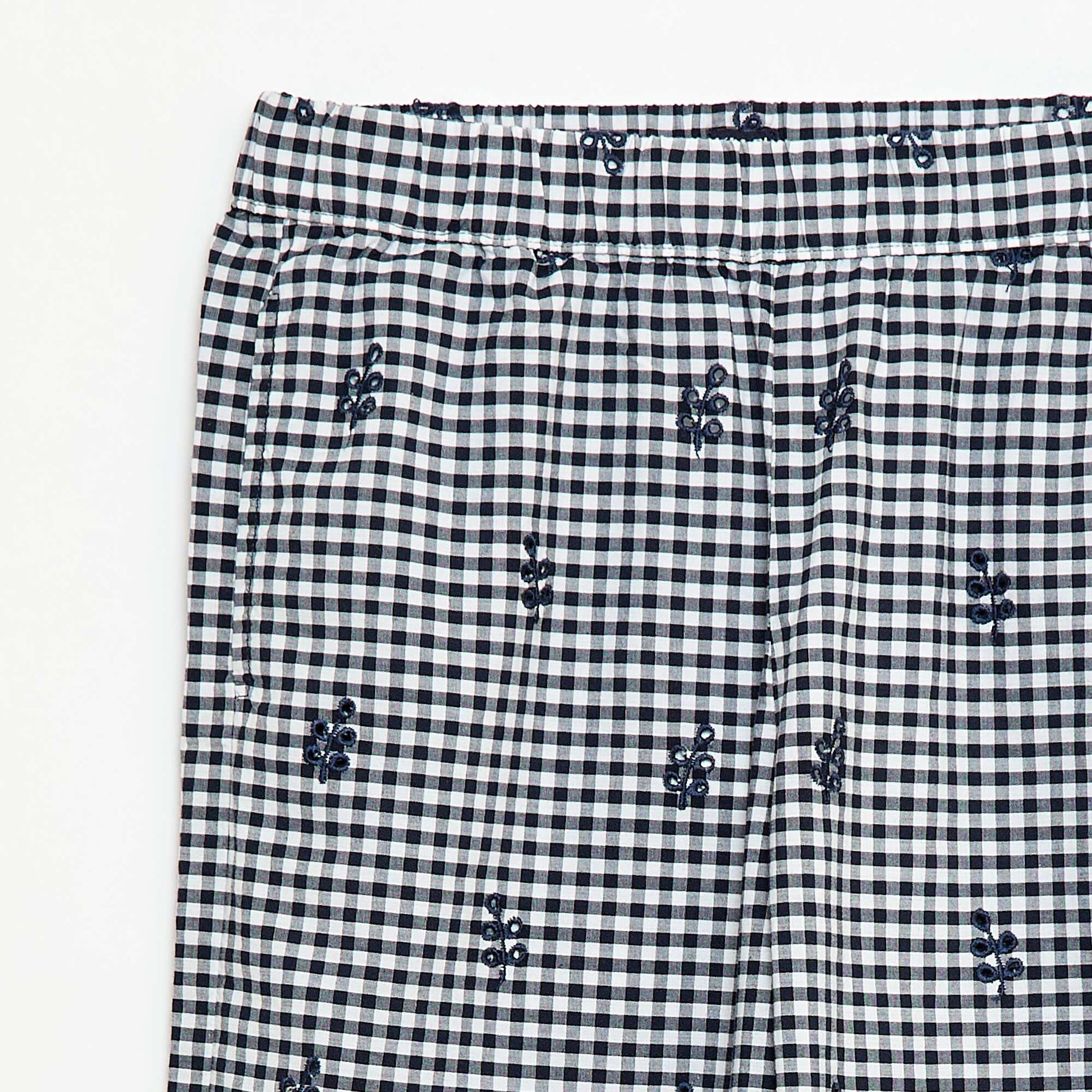 Pantalon vichy en coton BLEU MARINE