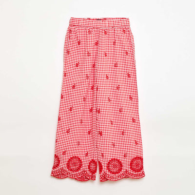 Pantalon vichy en coton ROUGE