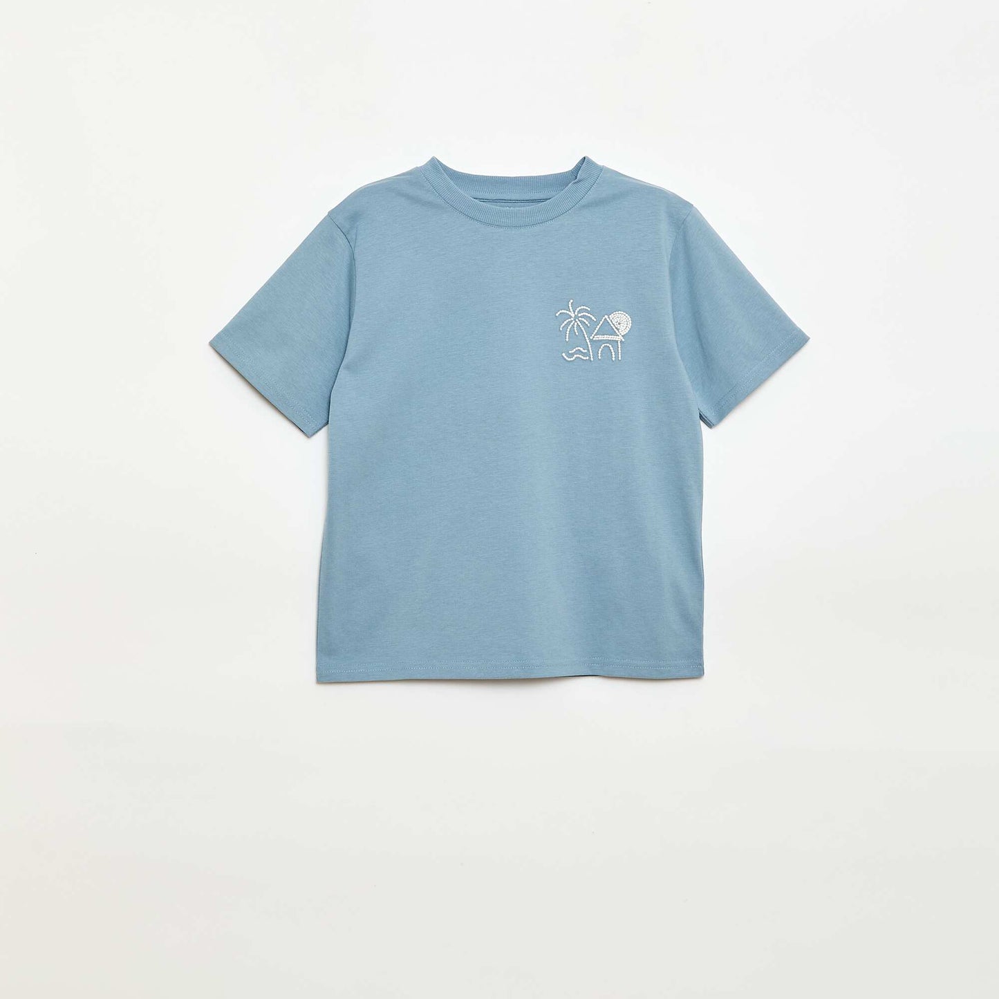 T-shirt à manches courtes brodé BLEU