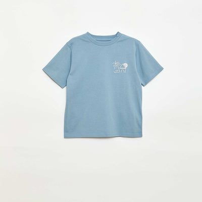 T-shirt à manches courtes brodé BLEU