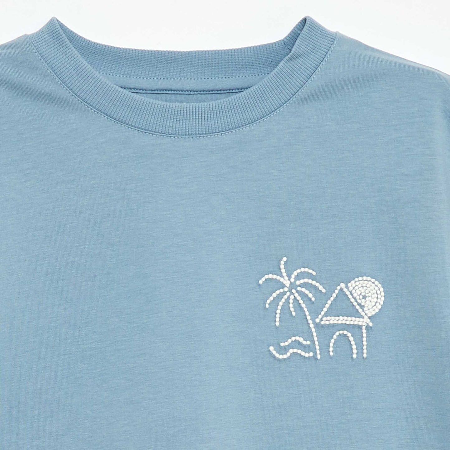 T-shirt à manches courtes brodé BLEU