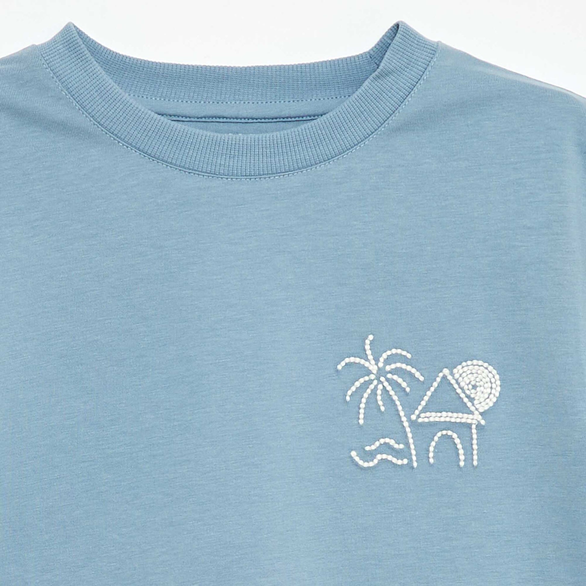 T-shirt à manches courtes brodé BLEU