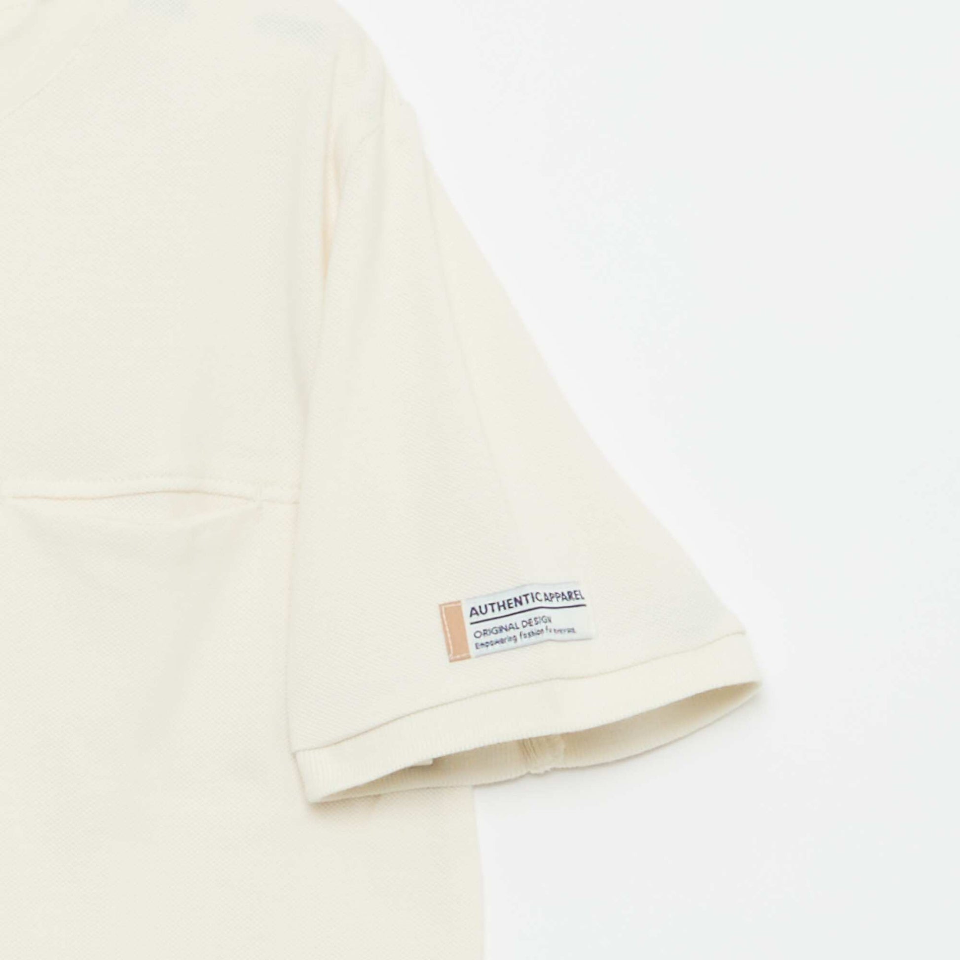 T-shirt en coton piqué à manches courtes BLANC