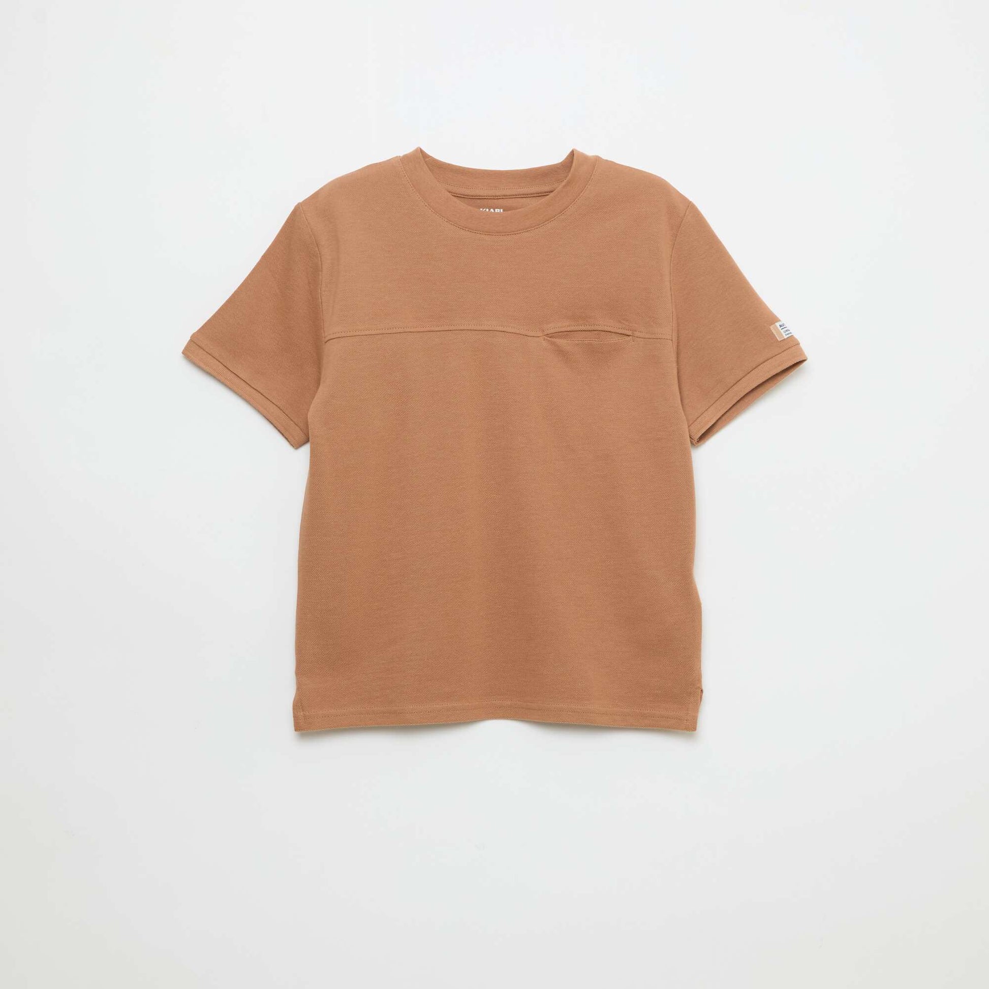 T-shirt en coton piqué à manches courtes BLANC