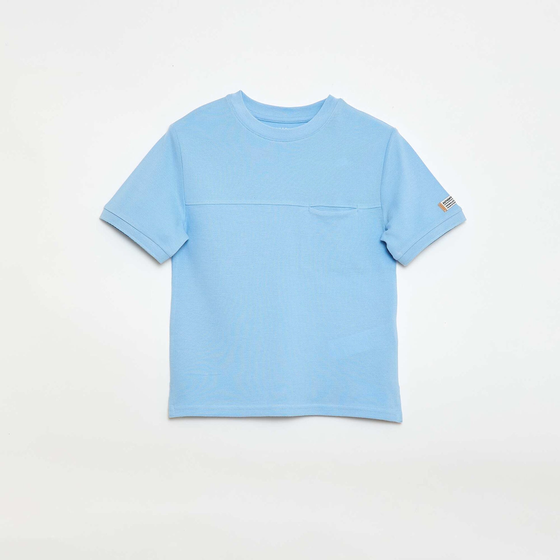 T-shirt en coton piqué à manches courtes BLANC