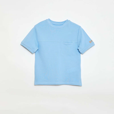 T-shirt en coton piqué à manches courtes BLANC