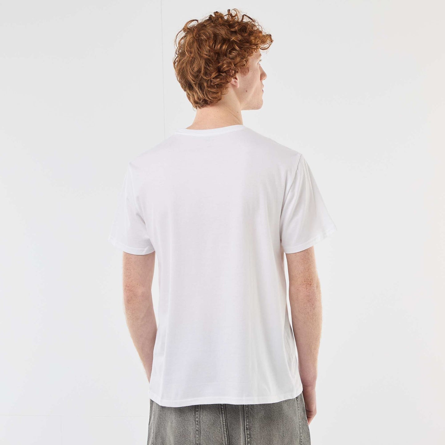 T-shirt col rond imprimé en coton BLANC