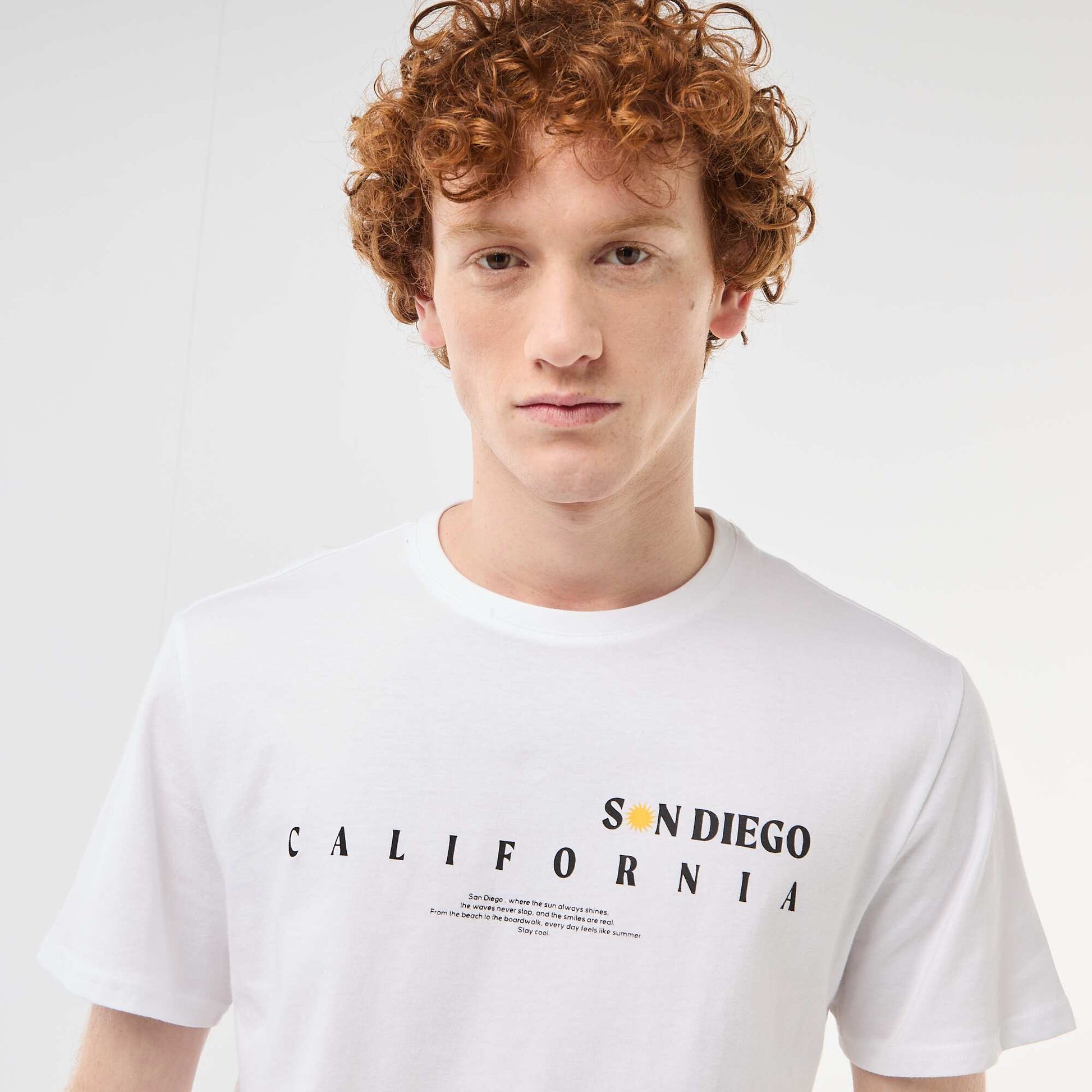 T-shirt col rond imprimé en coton BLANC