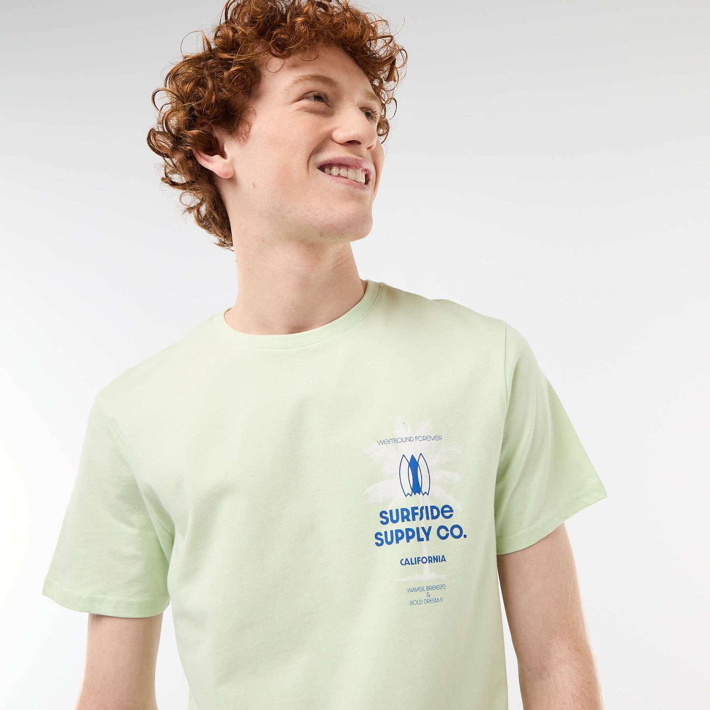 T-shirt col rond imprimé en coton VERT