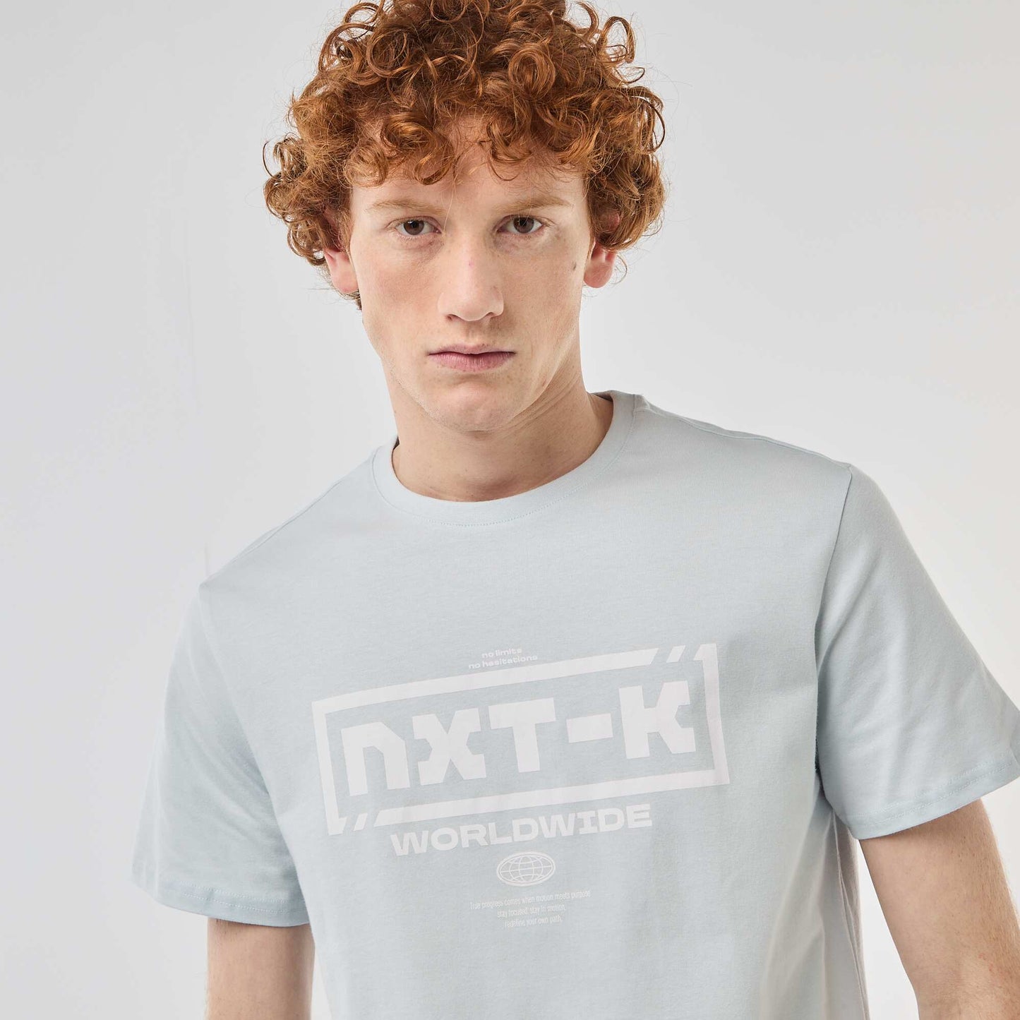 T-shirt col rond imprimé en coton GRIS