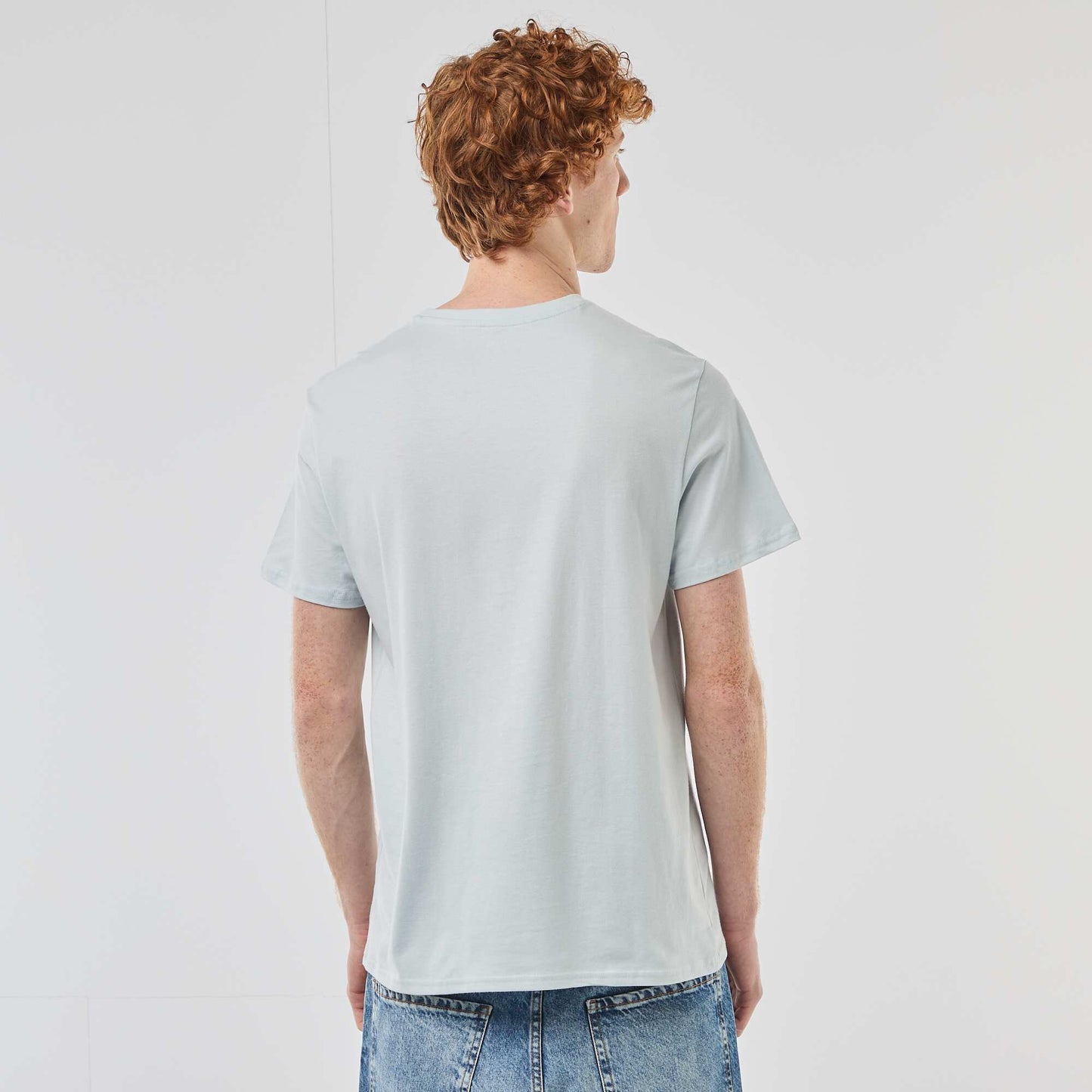 T-shirt col rond imprimé en coton GRIS