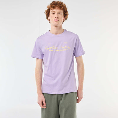 T-shirt col rond imprimé en coton VIOLET