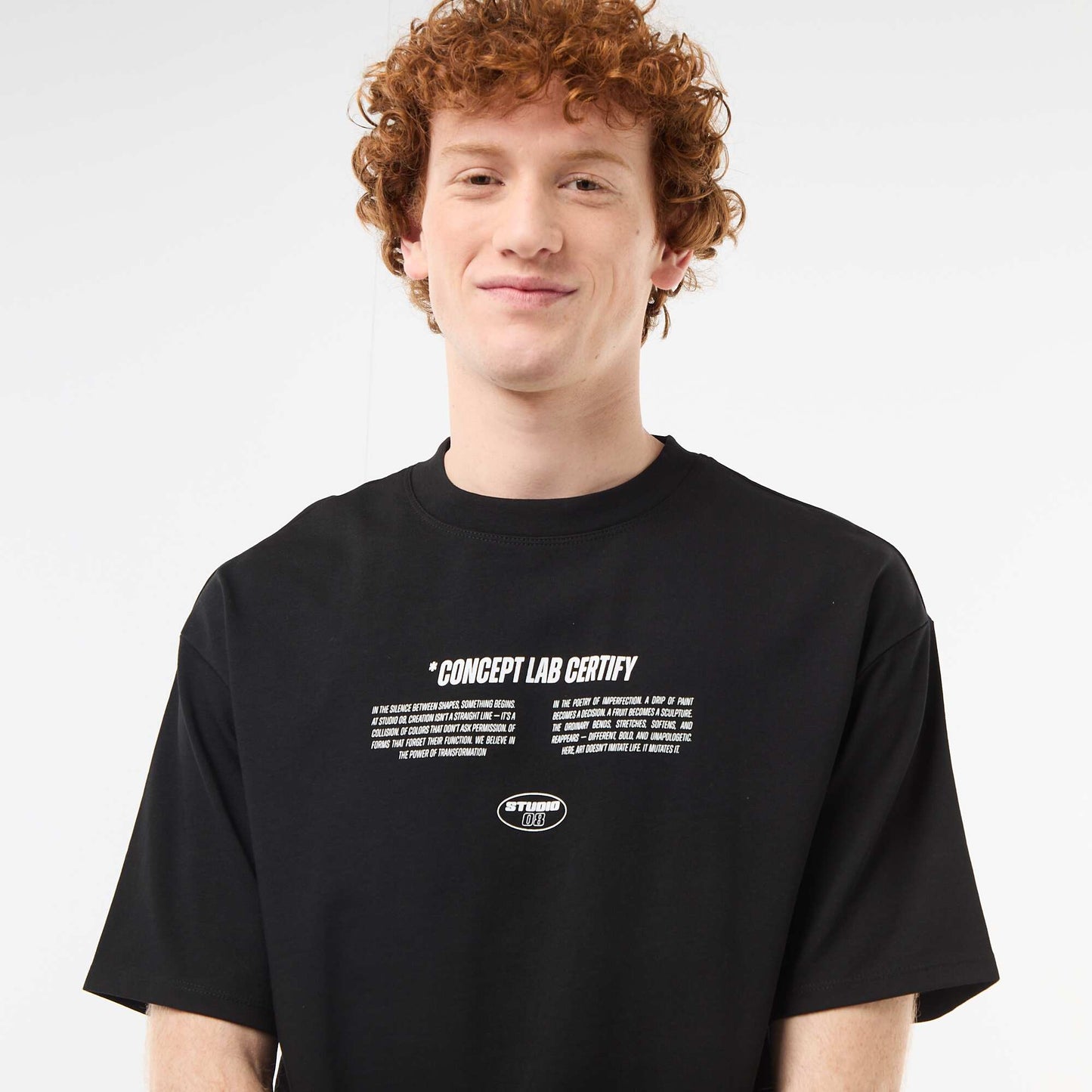 T-shirt imprimés devant et dos en coton uni NOIR