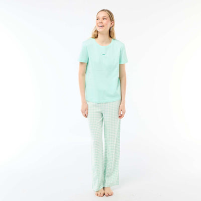 Ensemble pyjama long t-shirt + pantalon à carreaux -  2 pièces VERT