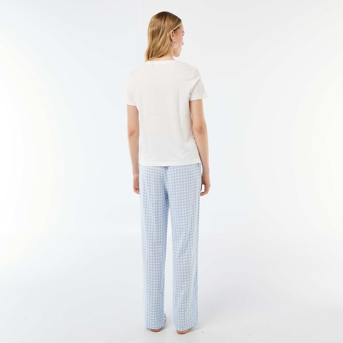 Ensemble pyjama long t-shirt + pantalon à carreaux -  2 pièces BLEU