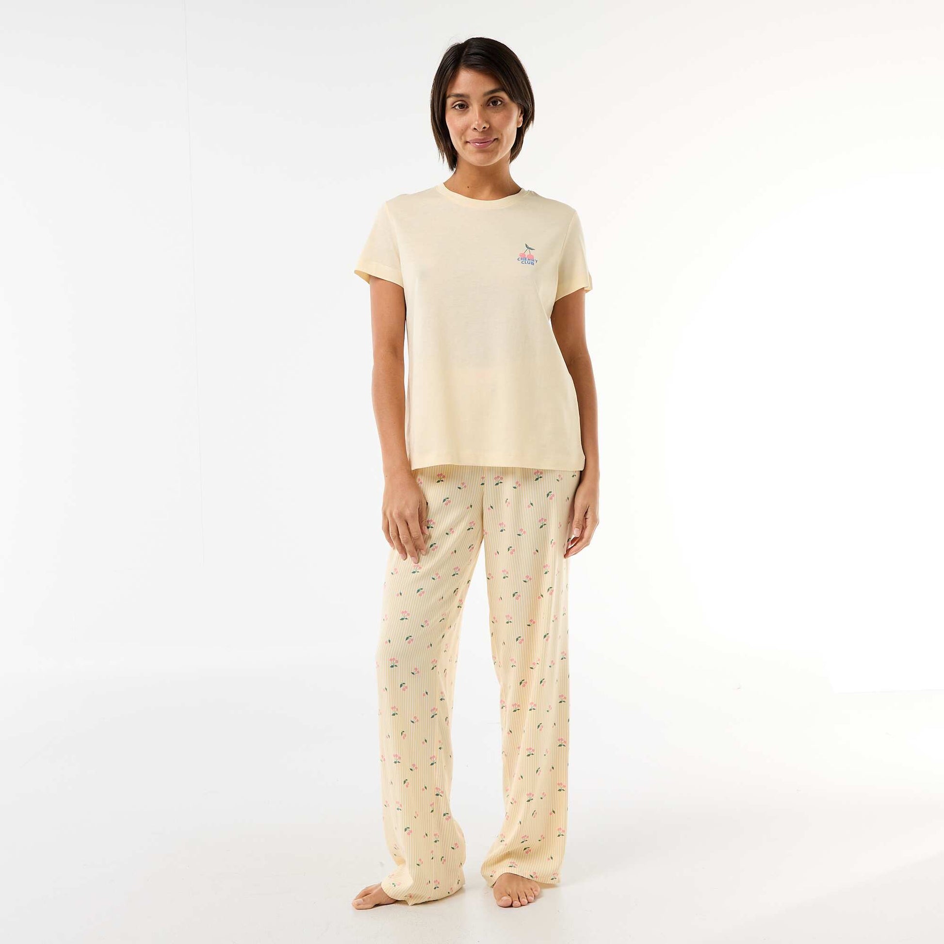 Pyjama long imprimé - 2 pièces JAUNE