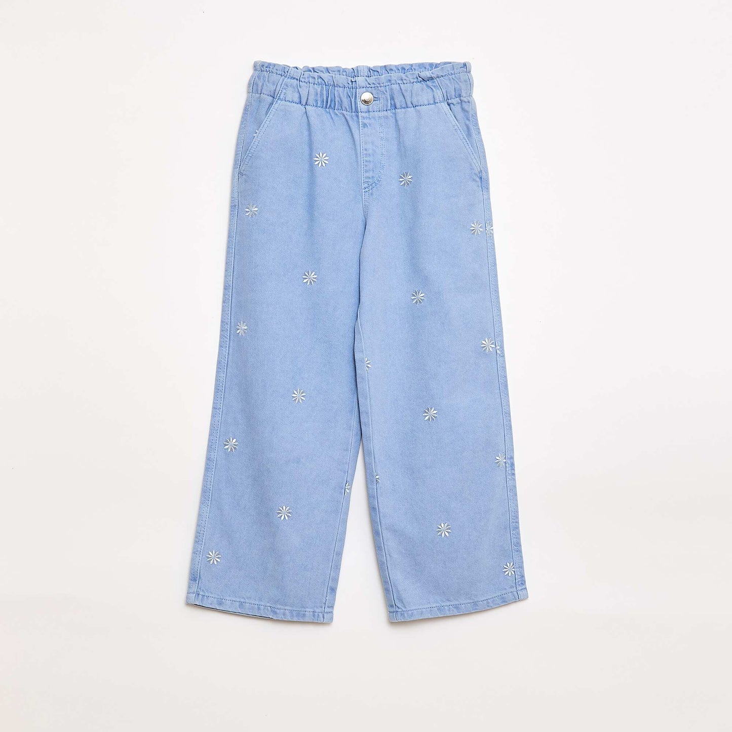 Jean wide leg à motif brodé BLEU